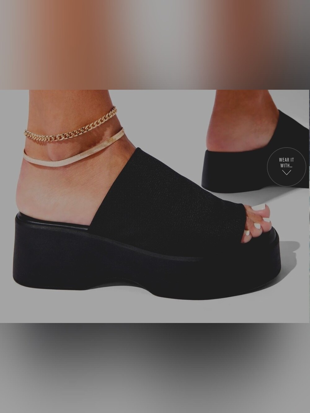 Steve Madden Black Platform Slide Mules